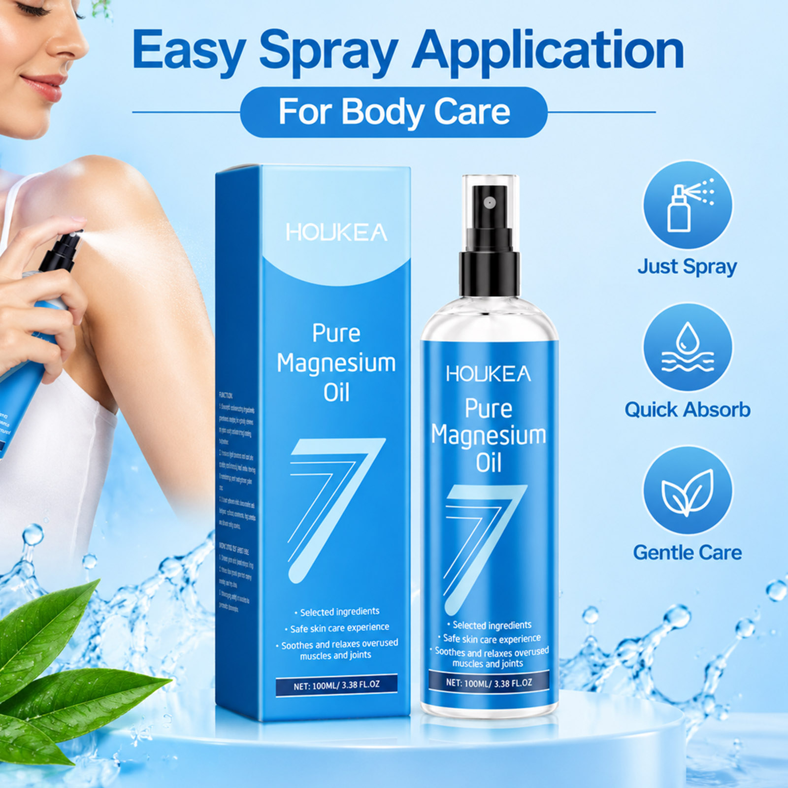 Bath Salts Magnesium - Huile de magnésium pure en spray,